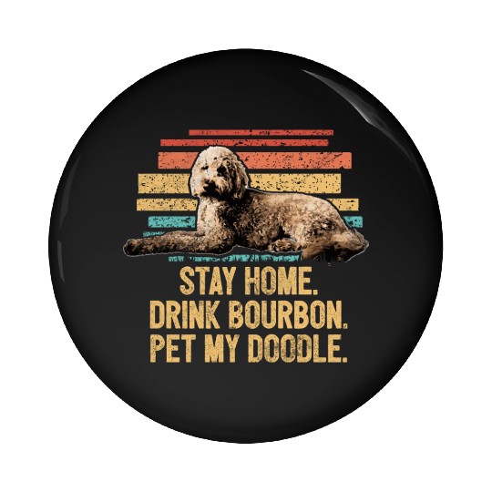 Pet My Doodle Retro Goldendoodle Dog Dad Doodle Pin Buttons