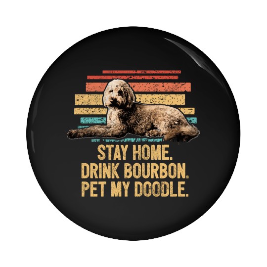 Pet My Doodle Retro Goldendoodle Dog Dad Doodle Pin Buttons