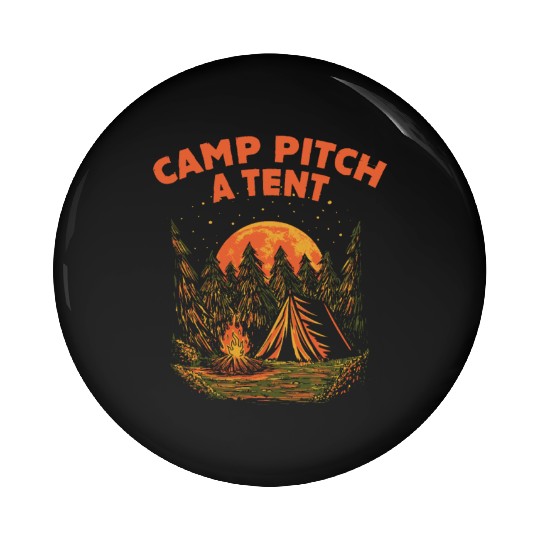 Camp Pitch a Tent Summer Camping Tropical Camper W Pin Buttons