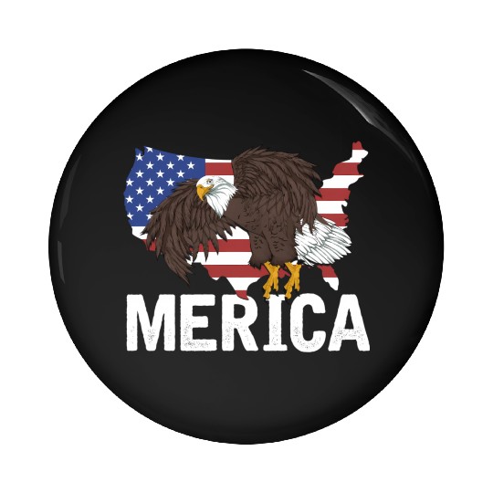Us Flag Merica Pride Patriot Proud American Bald Pin Buttons