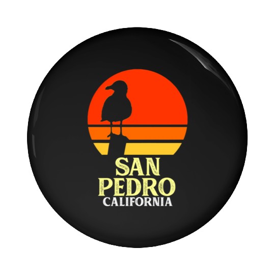 San Pedro California Beach Seagull Pin Buttons