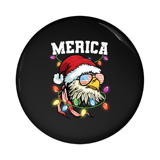 Merica Usa Flag Patriotic Veteran Santa Bald Eagle Pin Buttons