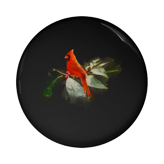 Wild Red Cardinal Bird Pin Buttons