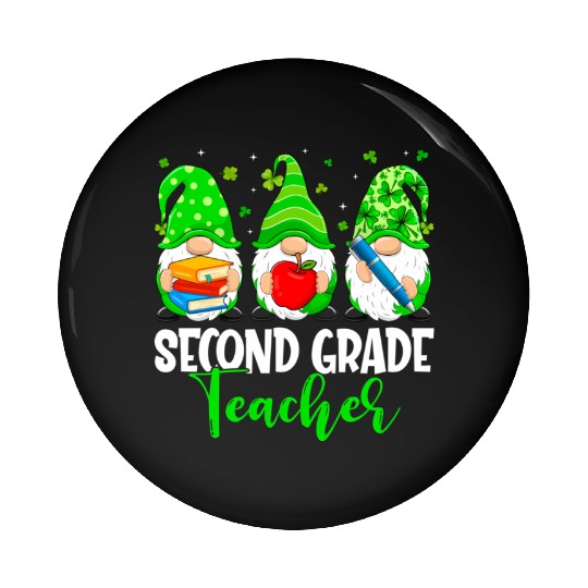 Gnomes 2Nd Grade Teacher Squad St Patric Day Pin Buttons