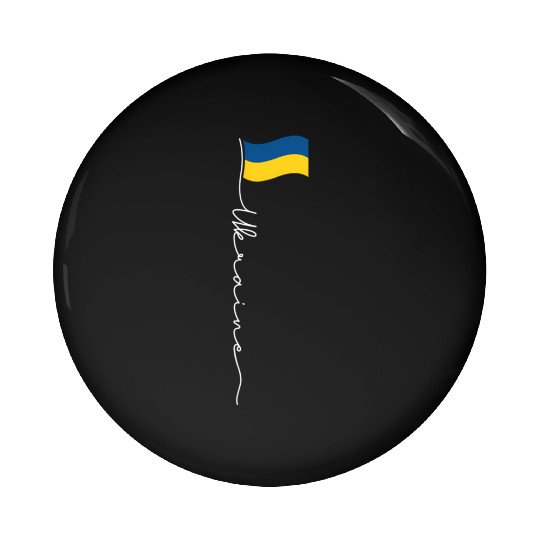 Ukraine Signature Flag Pole - Patriotic Ukrainian Pin Buttons
