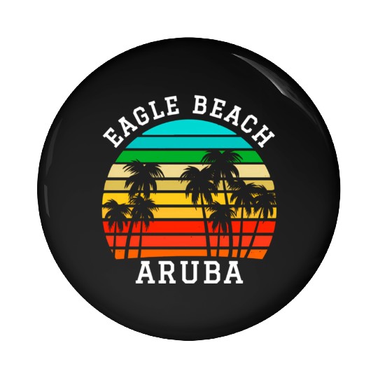 Eagle Beach Aruba Family Vacation Sunset Palm Pin Buttons