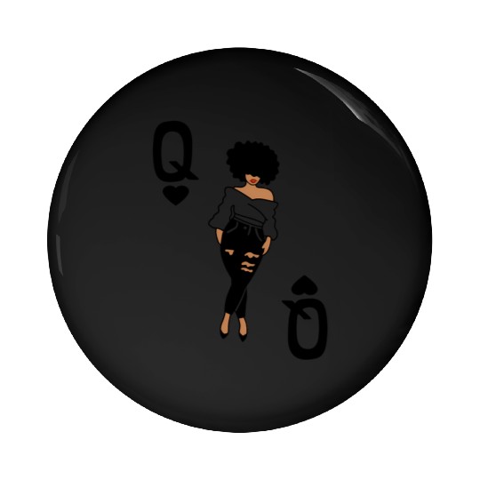 Punky'S Queen Heart Card Afro Lady Heels Pin Buttons