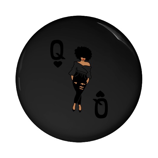 Punky'S Queen Heart Card Afro Lady Heels Pin Buttons