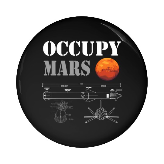 Occupy Mars Starship Rocket Pin Buttons