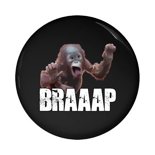 Braaap Monkey Face Riding A Motocross Pin Buttons