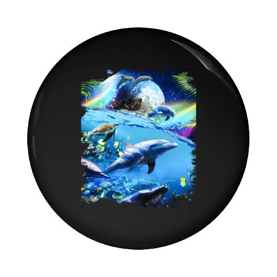 Galaxy Dolphin Dolphins In Space Pin Buttons