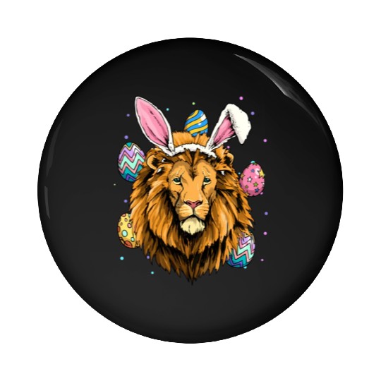 Easter Bunny Lion Easter Lion Pin Buttons