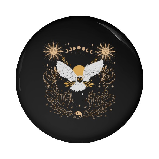 Dark Academia Tarot Card Sun Moon Crystals Owl Pin Buttons