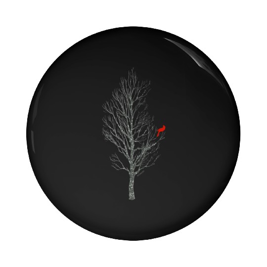 Winter Tree W Cardinal Bird Pin Buttons