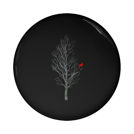 Winter Tree W Cardinal Bird Pin Buttons