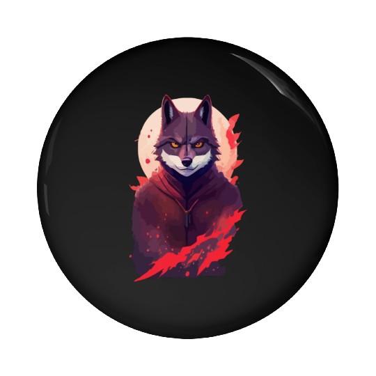 Ninja Style: The Cute Wolf Face with a Twist of Me Pin Buttons