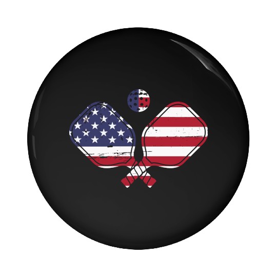 Patriotic Pickleball US Flag Paddleball Design Pin Buttons