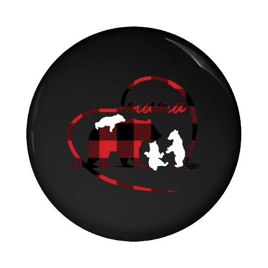 Mama Bear 3 Cubs Red Buffalo Plaid Heart For Mom Pin Buttons