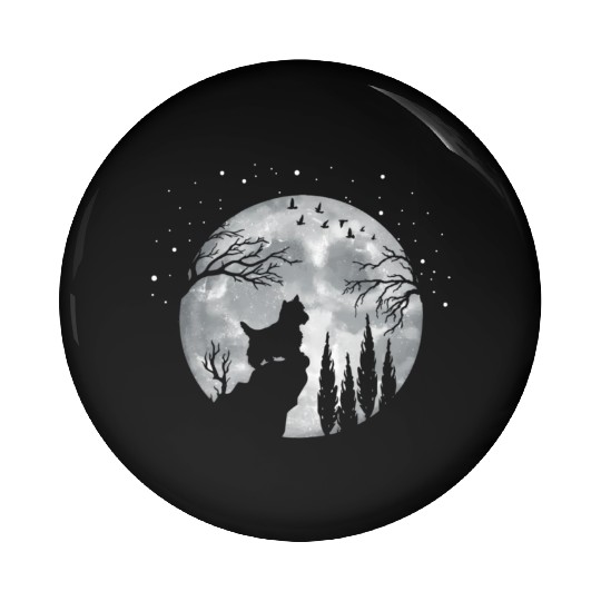Yorhire Terrier Full Moon At Night Pet Pin Buttons