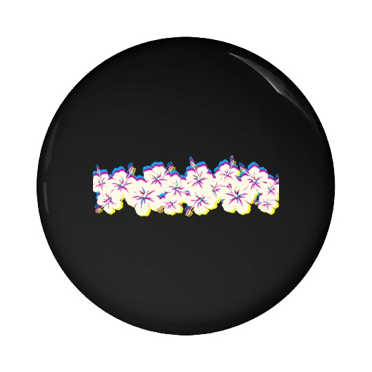 Hawaii Hibiscus Flower Row 1970S Glitch Aesthetic Pin Buttons