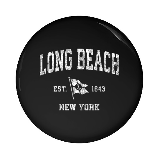 Long Beach Ny Nautical Boat Anchor Flag Sports Pin Buttons