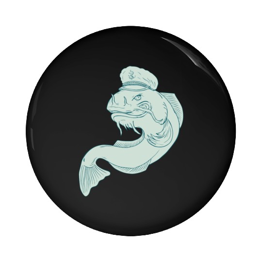 Captain Catfish Drawing Pin Buttons