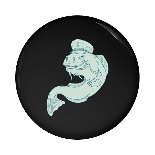 Captain Catfish Drawing Pin Buttons