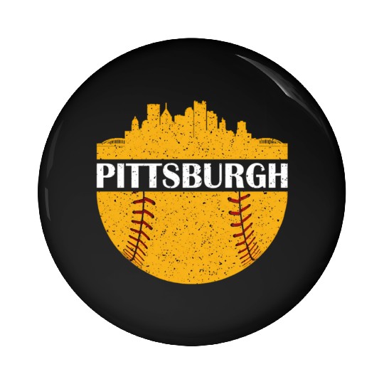 Pittsburgh Baseball Cityscape Distressed Novelty Pin Buttons