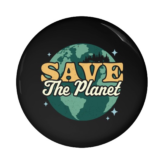 Save The Planet Environmental Retro Vintage Earth Pin Buttons