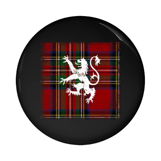 Scottish Tartan Red Plaid Scotland Lion Royal Pin Buttons