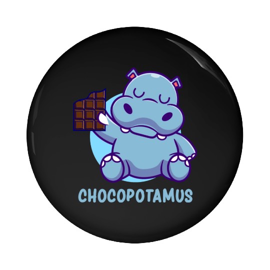 Chocopotamus Funny Chocolate Lover Hippopotamus Pin Buttons