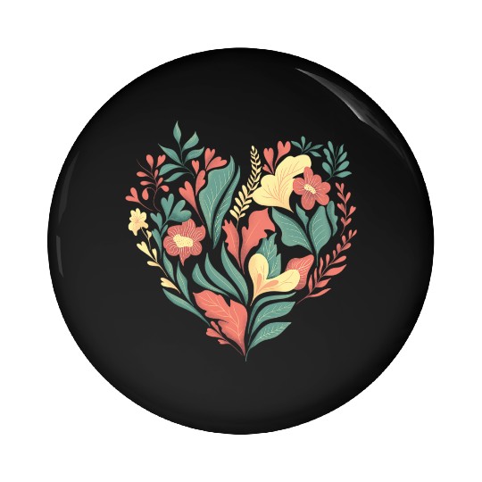 Colorful and Floral Heart Pin Buttons