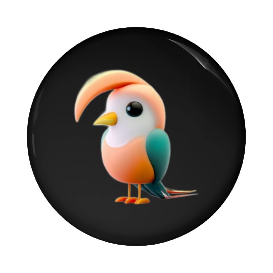 Cute Bird of Paradise 3D Render Pin Buttons