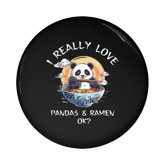 Kawaii Anime Panda Otaku Japanese Ramen Noodles Pin Buttons