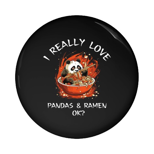 Kawaii Anime Panda Otaku Japanese Ramen Noodles Pin Buttons