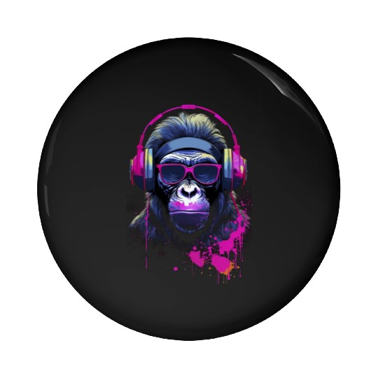 Graffiti Inspired Chimpanzee Ink & Paint Splatters Pin Buttons