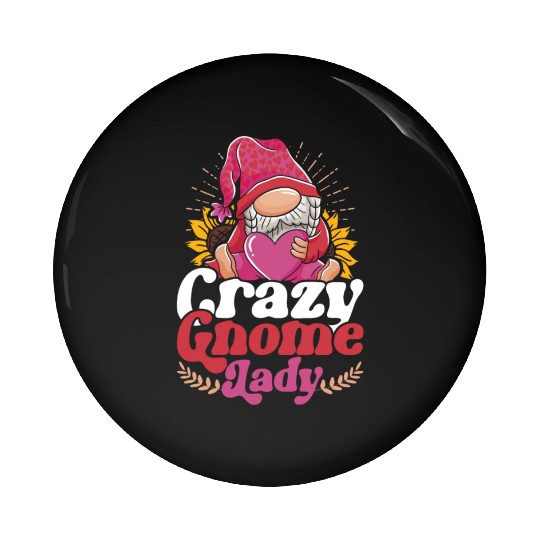 Garden Gnome Crazy Gnome Lady Pin Buttons