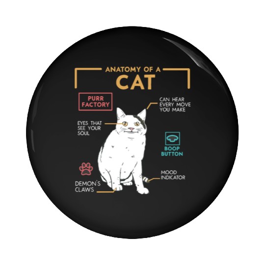 Funny Weird Cat Meme Smiling Anatomy of A Cat Pin Buttons