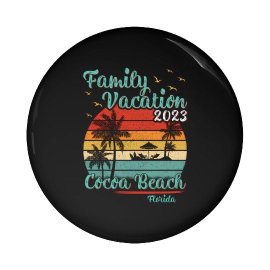 Vintage Retro Family Vacation 2023 Florida Cocoa Pin Buttons