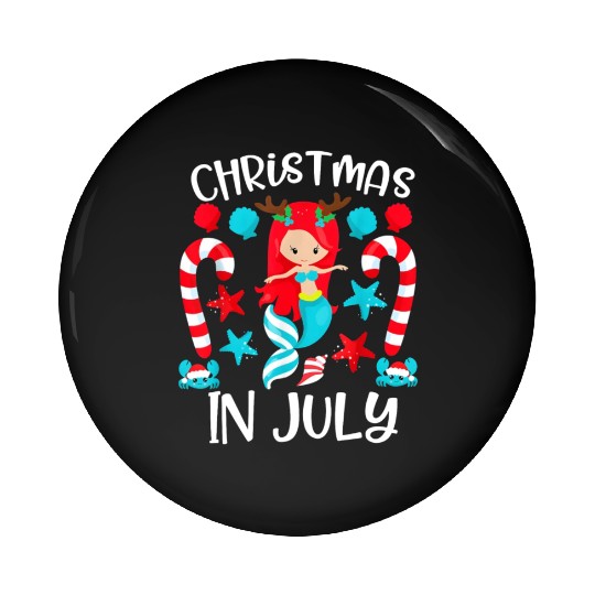 Christmas In July Cute Mermaid Summer Vacation Pin Buttons