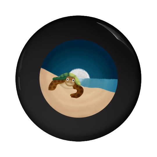 Night Serenity: Sea Turtle by the Moon Pin Buttons