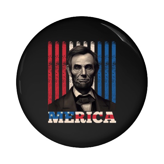 Merica Lincoln Independence Day Party 4th July Pin Buttons