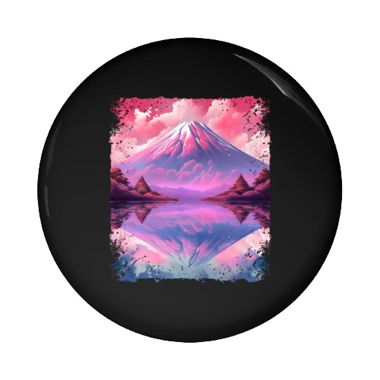 Aesthetic Vaporwave Volcano Japan Sight Mount Fuji Pin Buttons