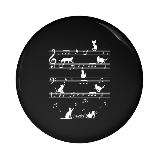 Cat Playing Music Note Clef Musician Pin Buttons