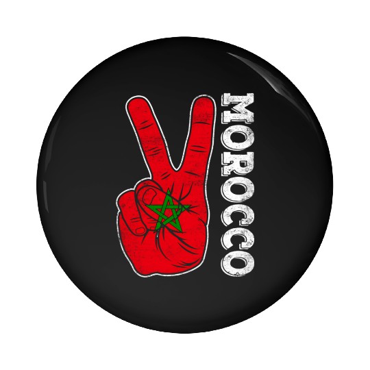 Victory Two Fingers Morocco Flag Patriotic Pin Buttons