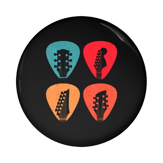 Guitar Head Guitar Player Pin Buttons