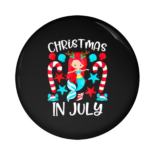 Christmas In July Cute Mermaid Summer Pin Buttons