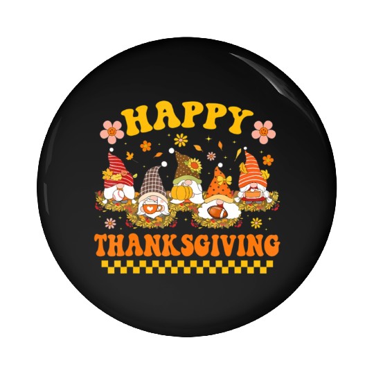 Groovy Cute Gnome Pumpkin Autumn Fall Happy Pin Buttons