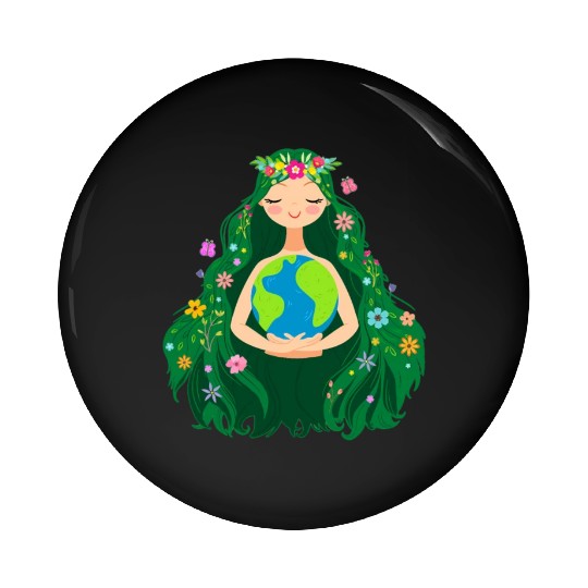 Green Mother Earth Day Gaia Save Our Planet Pin Buttons