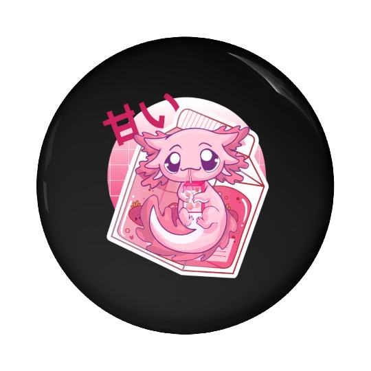Axolotl Pastel Goth Strawberry Milk Shake Anime Ja Pin Buttons